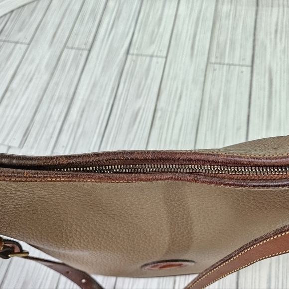 Dooney & Bourke Vintage Pebbled Leather Hobo Bag in Taupe and British Tan - Picture 6 of 14